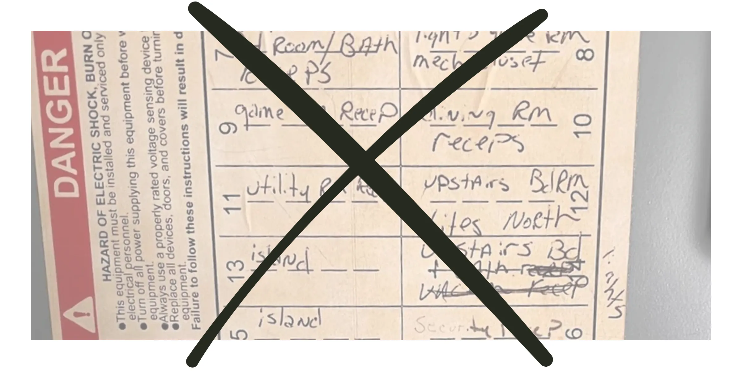 Messy electrical panel directory