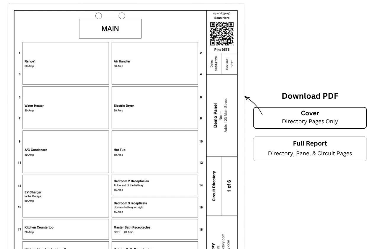 Exporting and printing a custom circuit directory schedule